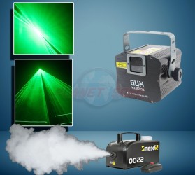 Pack laser vert + Machine à fumée+ 250ml de liquide