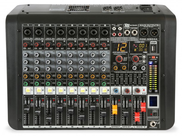 Table de mixage amplifiée Power Dynamics PDM M804A - Planet Sono