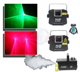 Pack laser vert + laser rouge + Machine à fumée LASER2