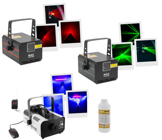 Pack laser vert + laser rouge + Machine à fumée LASER2