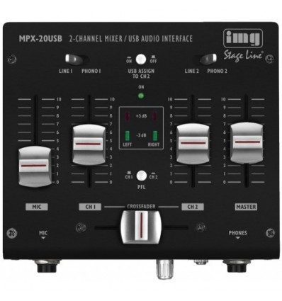 Table de mixage stéréo DJ 3 canauxSTAGE LINE MPX-20 USB